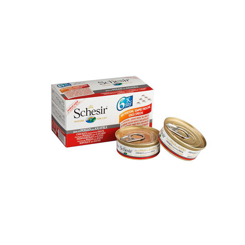Visuel 1 du produit Boîte pour chat Schesir Poulet Canard + bouillon 6 x 50 g