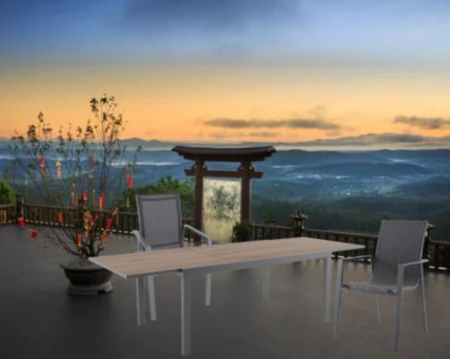 Visuel 3 du produit Table de jardin extensible aspect teck, aluminium - CREADOR Lanza CR - L.165/261 x 100cm