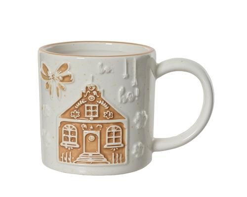 Visuel 1 du produit Mug en dolomite blanc à motif maison biscuit - Ø 9 x H 10 cm