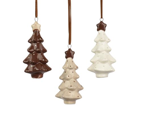 Visuel 1 du produit Sapin à suspendre en dolomite brun et crème - 5 x 4,5 cm