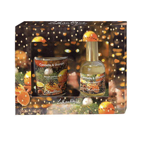 Visuel 1 du produit Coffret cadeau parfumé cannelle-orange Senteur et Lumière - bougie 75 g + vaporisateur 50 ml