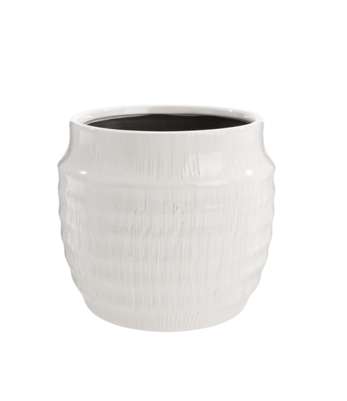 Visuel 1 du produit Cache-pot Linea coloris blanc en céramique - 14,5 x 14,5 x 13 cm