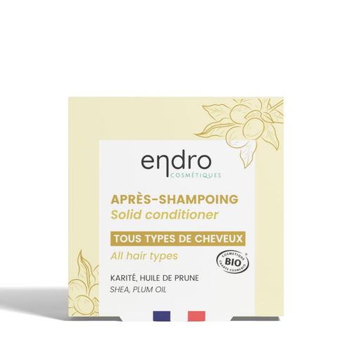 Visuel 1 du produit Après-shampooing solide bio soin démêlant tous cheveux Endro Grève blanche - 80 ml