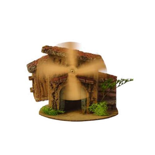 Visuel 1 du produit Village de Noël maisonnette avec moulin à vent électrique 220 V coloris marron - 17 x 12 x 20 cm