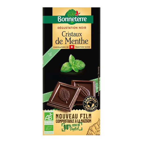 Visuel 1 du produit Chocolat noir cristaux de menthe Bonneterre - 90 g