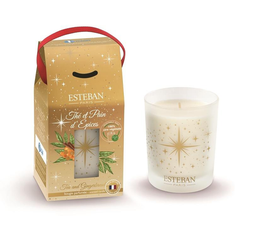 Visuel 1 du produit Bougie parfumée coloris jaune senteur thé et pain d'épice Esteban - 180 g