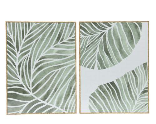 Visuel 1 du produit Peinture motif feuilles sur toile canevas vert - 30 x 40 cm