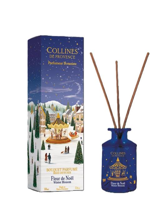 Visuel 1 du produit Bouquet parfumé fleur de Noël en flacon bleu Collines de Provence - 100 ml