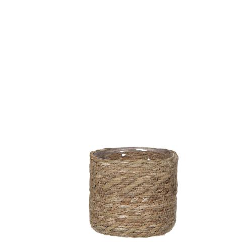 Visuel 1 du produit Panier cache-pot coloris marron en osier Atlantic Mica Decorations - 14 x Ø 14 cm