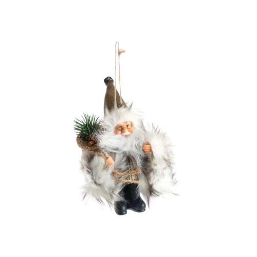 Visuel 1 du produit Père Noël trappeur à suspendre beige, marron et vert - 13 cm