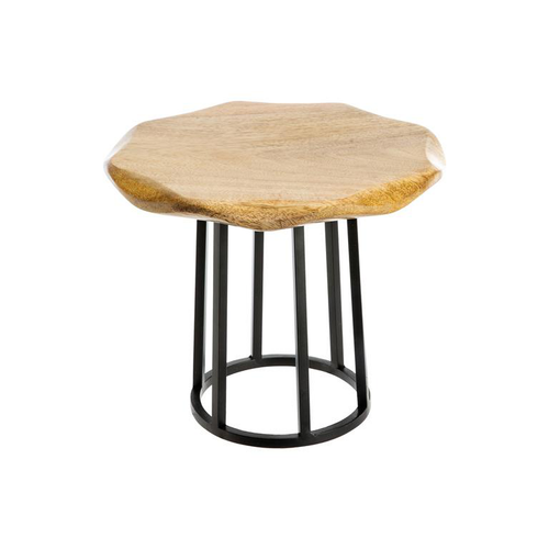 Visuel 1 du produit Porte-plante dentelé en bois de manguier et métal noir petit modèle - Ø 25 x H 20 cm