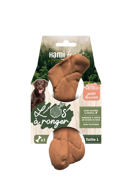 Visuel 1 du produit Jouet pour chien os à ronger goût bacon naturel et végétal Hami form - Taille L