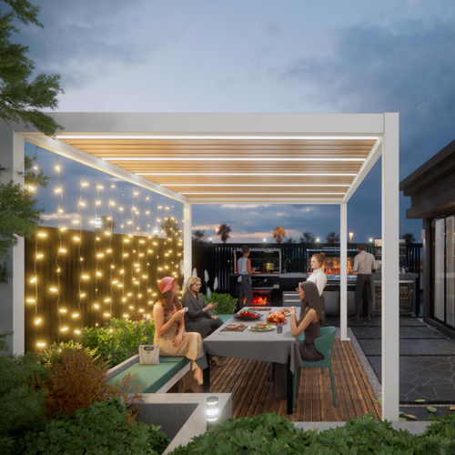 Visuel 2 du produit Pergola Summer autoportée motorisée coloris blanc en aluminium - 6 x 4 m