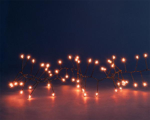 Visuel 1 du produit Guirlande lumineuse grappe à 300 micro-LED cuivre intérieur/extérieur sur câble noir - 4 m