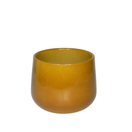 Visuel 1 du produit Cache-pot en céramique modèle 620-15 coloris jaune - Ø 13,5 x H 13 cm