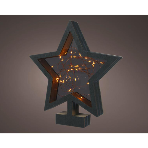 Visuel 1 du produit Étoile noire sur socle LED blanc chaud - H 28 cm