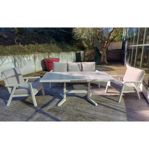 Visuel 2 du produit Salon de jardin 5 places en aluminium, coloris pélican - BIZZOTTO Truman