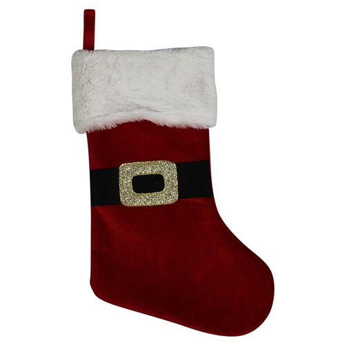 Visuel 1 du produit Chaussette Noël coloris rouge en velours - 45 cm