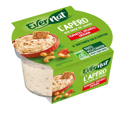 Visuel 1 du produit L’Apéro végétal bio à tartiner tomates origan Evernat – 140 g