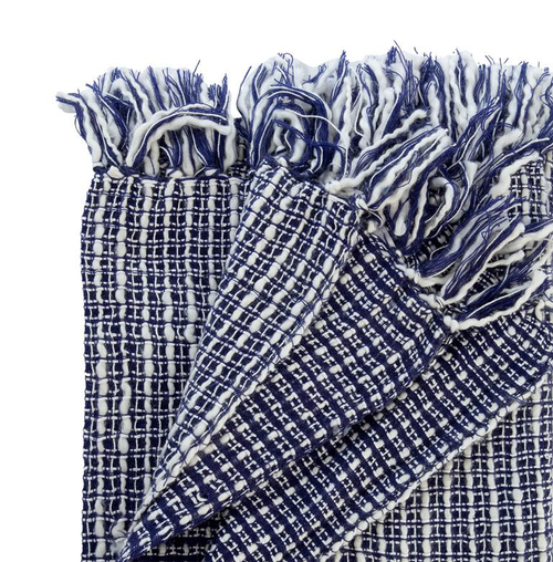 Visuel 2 du produit Plaid décoratif chenille et pompons coloris multicolore en coton - 130 x 170 cm