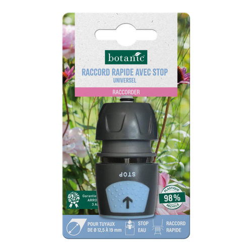 Visuel 1 du produit Raccord rapide avec stop universel botanic® pour tuyaux Ø 12,5 à 19 mm