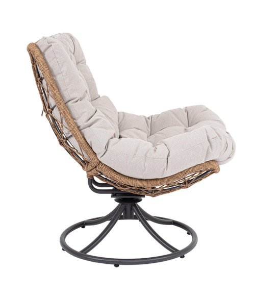 Visuel 4 du produit Fauteuil pivotant Aralia coloris gris en corde - 72 x 83 x 93 cm