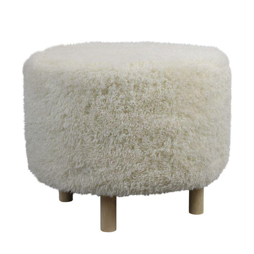 Visuel 1 du produit Pouf rond blanc cassé en tissu - Ø 58 x H 48 cm