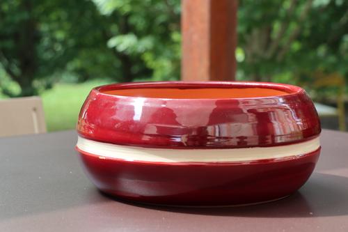 Visuel 1 du produit Coupe en terre émaillée coloris cerise Les Poteries d'Albi Mélilo - Ø 24 x H 11 cm