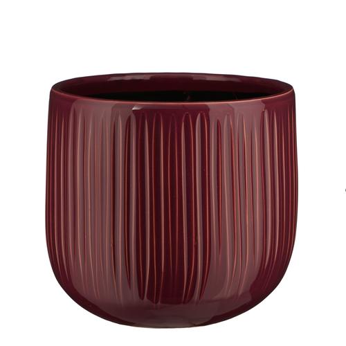 Visuel 1 du produit Pot rond cannelé coloris violet Pablo - 19 x Ø 21 cm