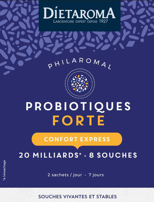 Visuel 1 du produit Complément alimentaire confort express probiotiques forte Dietaroma Philaromal - 14 sachets