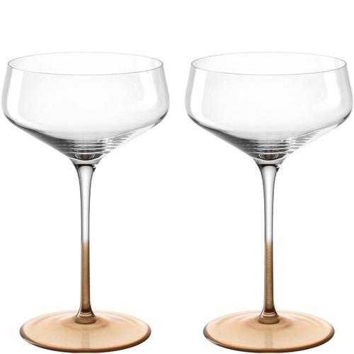 Visuel 1 du produit Ensemble de 2 coupes à champagne en verre cristallin transparent à pied or Riposo - 350 ml