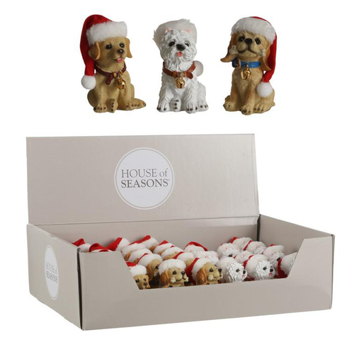 Visuel 1 du produit Figurine chien de Noël en résine - 5 x 5 x 8 cm