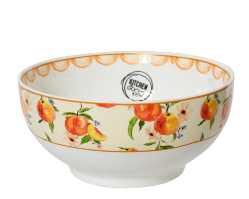 Visuel 1 du produit Bol à motifs de pêches en porcelaine colorée - Ø 15 x H 7 cm