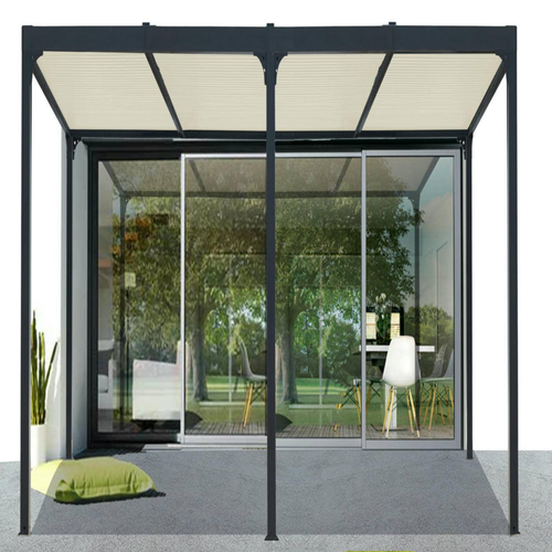 Visuel 2 du produit Pergola bioclimatique coloris gris en aluminium - 3,6 x 5,98 m