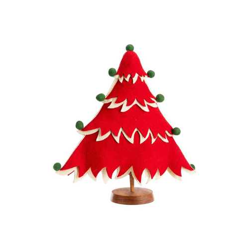 Visuel 1 du produit Sapin large à poser en feutrine rouge - 21 x 2,5 x 20 cm