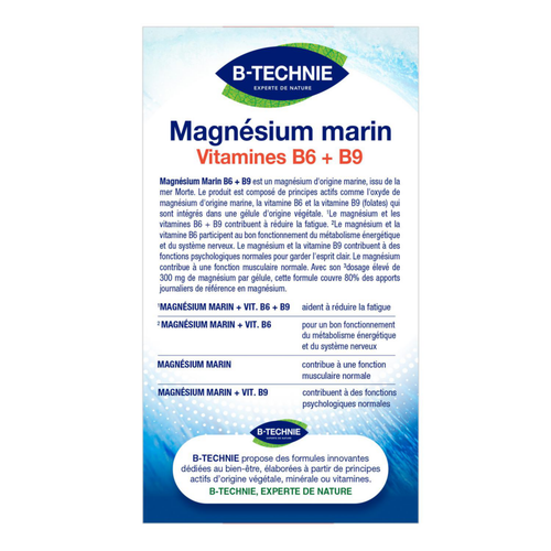 Visuel 2 du produit Magnésium marin vitamines B6 et B9 B-Technie - les 40 gélules végétales