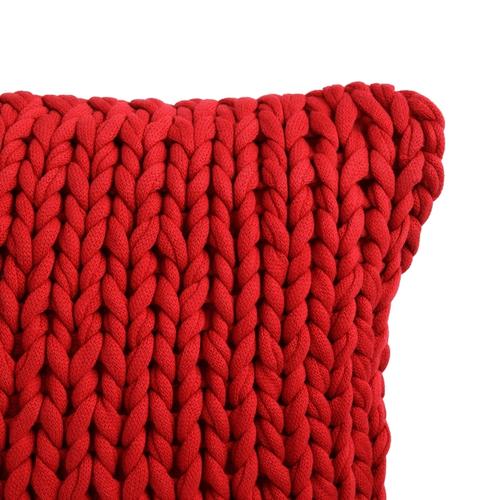 Visuel 2 du produit Coussin carré en tricot rouge - 45 x 45 cm