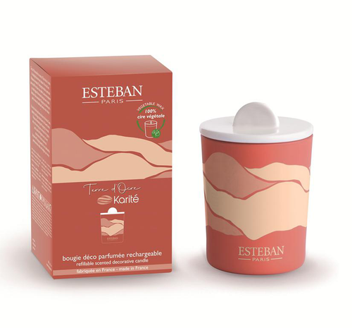 Visuel 1 du produit Bougie décorative parfumée senteur terre d'ocre karité Esteban - 180 g