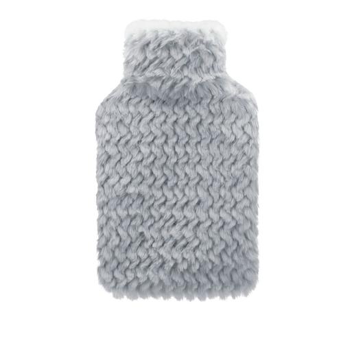 Visuel 1 du produit Bouillotte en caoutchouc naturel avec housse gaufrée gris clair Cassandra