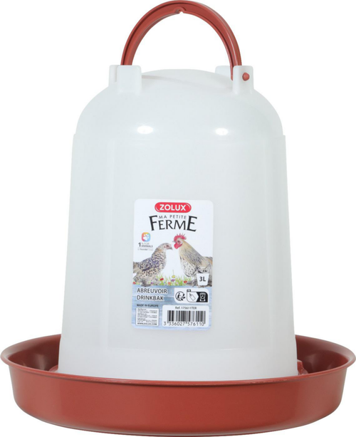Visuel 1 du produit Abreuvoir pour basse-cour en plastique coloris rouge Zolux Ma petite ferme - 3 L