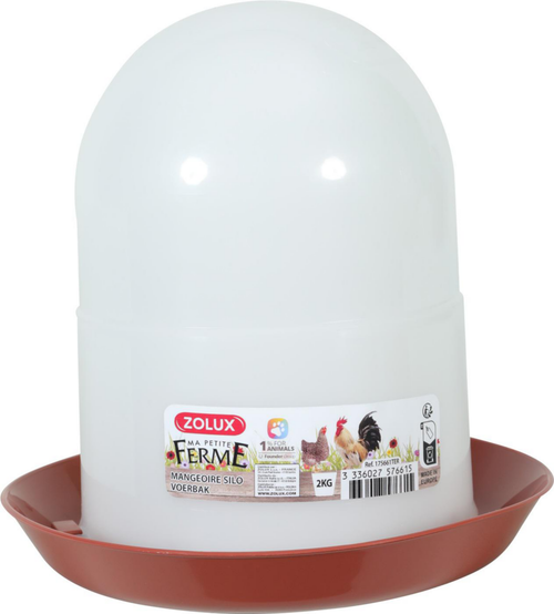 Visuel 1 du produit Mangeoire silo pour basse-cour en plastique coloris rouge Zolux Ma petite ferme - 2 kg