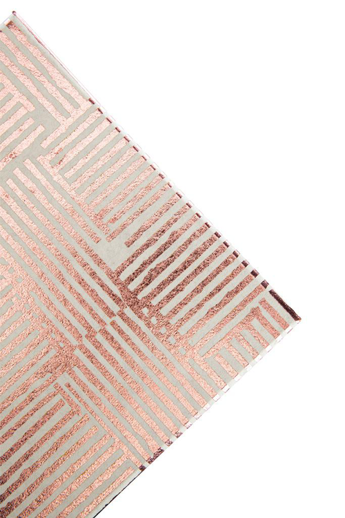 Visuel 2 du produit Boîte carrée en papier métallisé rose à motifs rayures - 19 x 8,5 cm