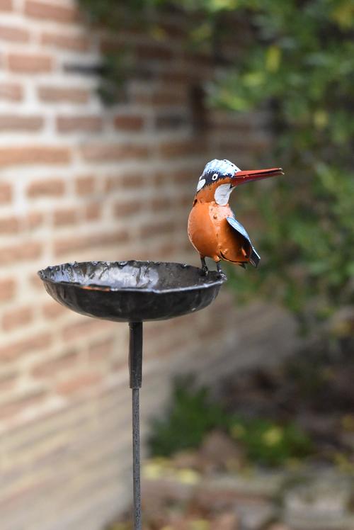 Visuel 1 du produit Mangeoire ronde un martin pêcheur coloris noir en métal recyclé - 100 cm