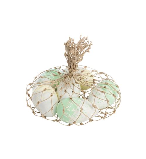 Visuel 1 du produit Filet de 6 œufs en bois coloris vert et jaune - Ø 8 cm