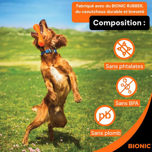 Visuel 3 du produit Jouet pour chien en caoutchouc coloris orange bâton Bionic Urban Stick - Taille S
