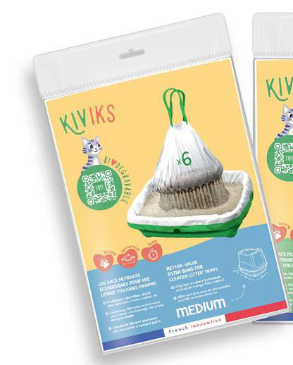 Visuel 1 du produit Sacs à litière filtrants pour chat coloris blanc Kiviks - Taille M 46 x 33 x 12 cm