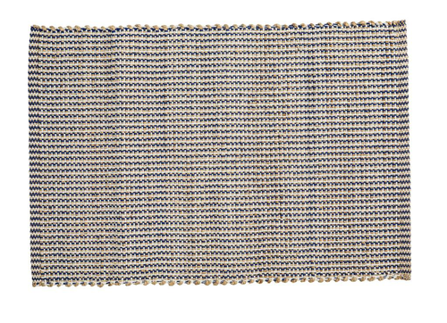 Visuel 1 du produit Tapis damier coloris bleu en jute coton - 60 x 90 cm