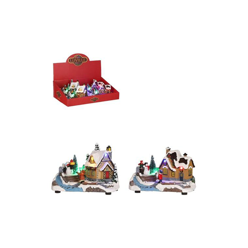 Visuel 1 du produit Scène de village miniature lumineuse en polystyrène Edelman - 18 x 11 x 12 cm