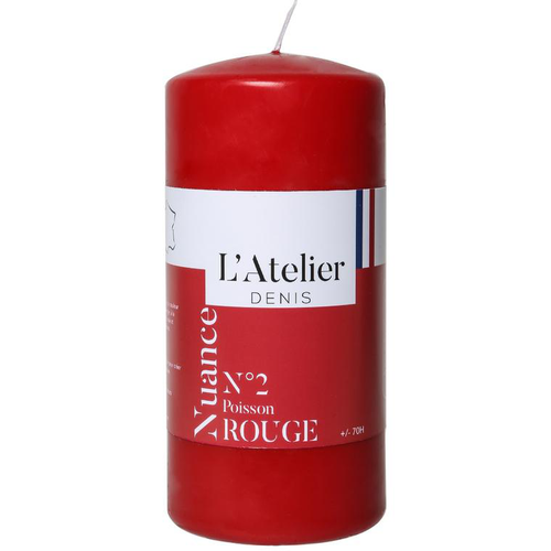 Visuel 1 du produit Bougie cylindrique taille L rouge L’Atelier de Denis - Ø 6,8 x H 14,5 cm