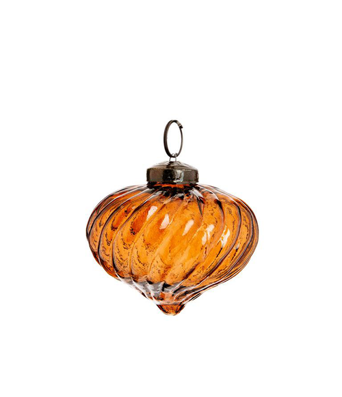 Visuel 1 du produit Suspension boule décorative goutte striée coloris marron en métal - Ø 7,5 cm